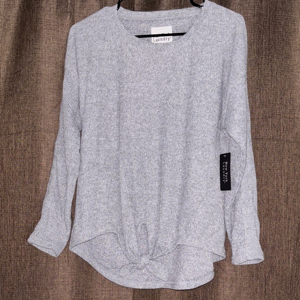 New York Laundry By Shelli Segal Women's Heather Gray Long Sleeve Top